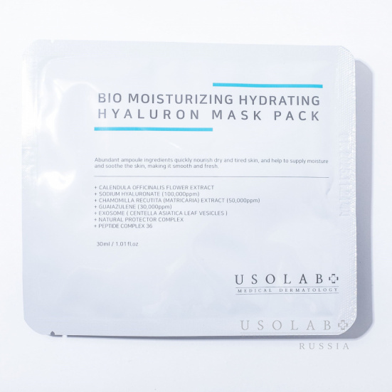 USOLAB Bio Moisturizing Hyaluron Calming Mask Pack, Экзосомная маска с гиалуроновой кислотой, 30мл